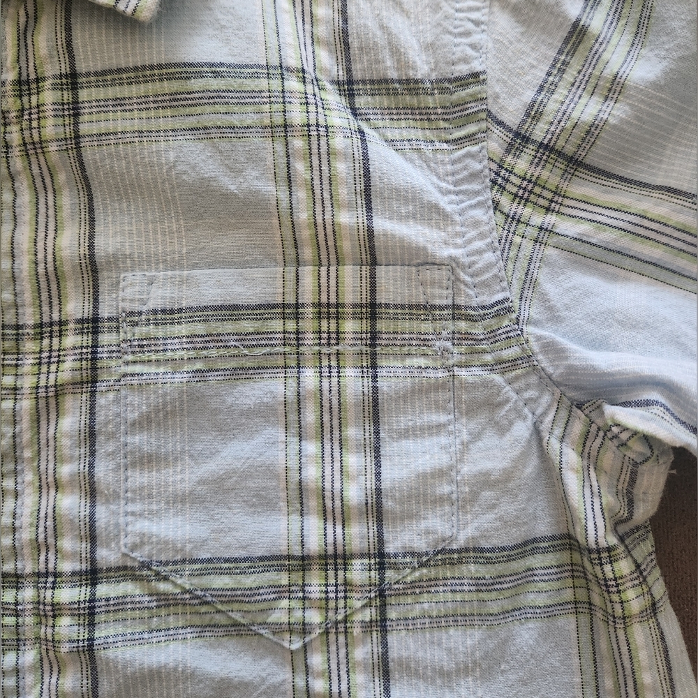 Carter’s Plaid Collared Short Sleeve Button Down Shirt - BLUE - 2T - Picture 3 of 7